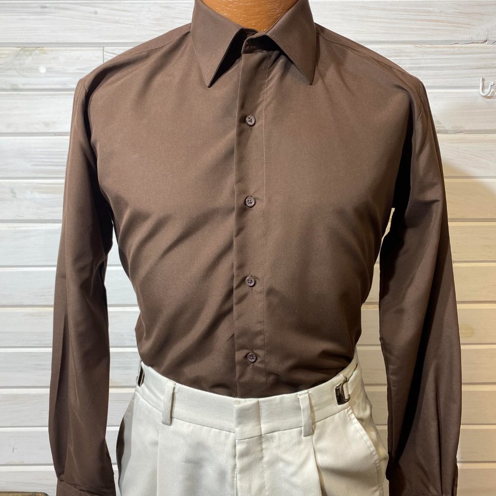 Cowboy Brown Comfort Flex Neck Button Down Dress Shirt - Child to Adult